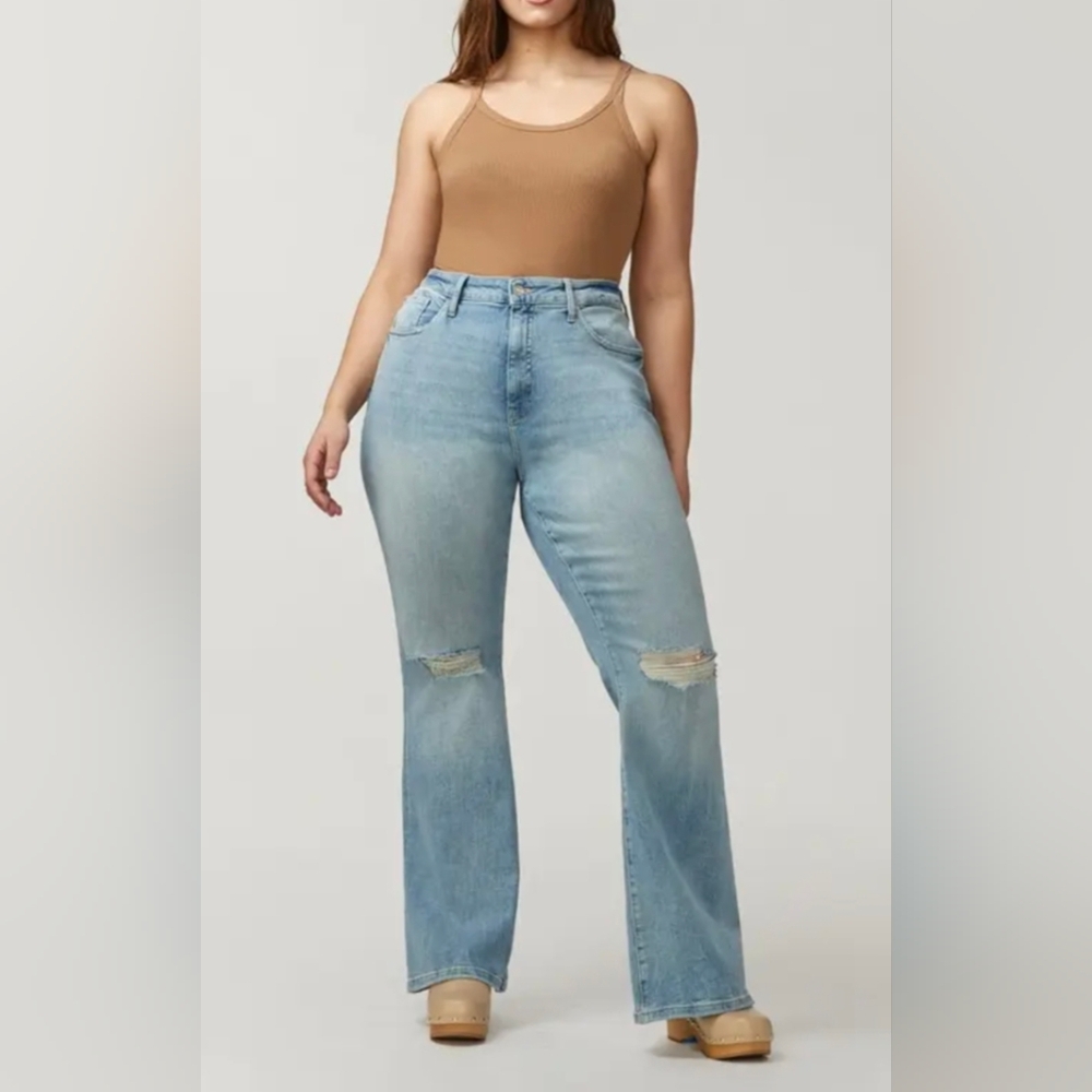 Warp+Weft Distressed Flare Jeans